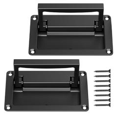 YUDTKK Pacote com 2 puxadores embutidos em liga de zinco, puxador de recipiente, puxador de porta embutido preto, 10 cm