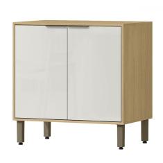 Balcão de Cozinha 80 Cm Glória 2 Portas Castanho/Off White - Mx Móveis