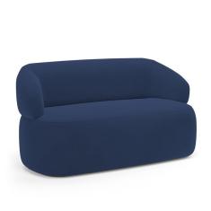 Sofá Orgânico 02 Lugares Living Glee 140cm Veludo Azul Marinho - Desk Design