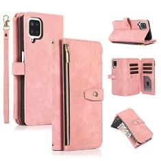 UEEBAI Capa para Samsung Galaxy A12 5G/Samsung Galaxy M12, 9 compartimentos para cartões, carteira de couro à prova de choque, capa flip com alça de mão, compartimentos para cartões, bolso com zíper