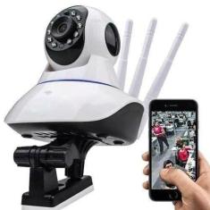 Câmera Ip Sem Fio 360 3 Antenas HD WiFi RJ45 Visão Noturna Alarme - Bc
