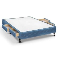 Cama Box Base c/Gavetas Casal Poli Tecido Blue (138x27-c/4 Gavs) - Cas