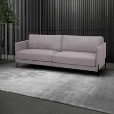 Sofá Decorativo Karine 3 Lugares Sala de estar 210cm Pés em Aço Couro 