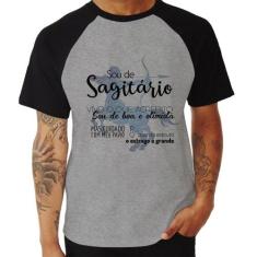 Camiseta Raglan Sou de Sagitário - Foca na Moda, Cinza, Preto, G