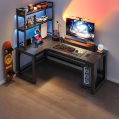 Mesa de computador de escritório, mesas de escritório em casa, mesa pequena, mesa em forma de L, prateleiras de mesa esquerda e direita opcionais, adequadas para casa, escritório e outros cenários,