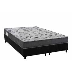 Cama Box Queen: Colchão Ortopédico Ortobom D33 Anatômico iso 100 Ultra Firme + Base crc Suede Black (158x198)