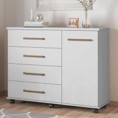 Cômoda 4 Gavetas 1 Porta Flora Demóbile Branco