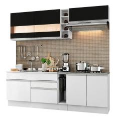 Cozinha Completa Madesa Parma Armário e Balcão Branco Preto