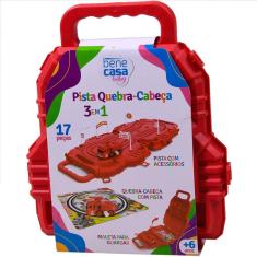 Brinquedo Pista Quebra-cabeça 3 Em 1 Com Carrinho A Corda Vermelho