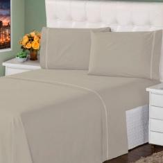 Roupa de Cama King 400 Fios Ponto Palito Casa Dona, Marfim