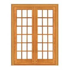 Porta Dupla de Abrir Vidrinho Quadriculado - Madeira Maciça - Angelim