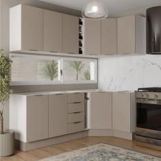 Cozinha Modulada 8 Peças sem Tampo com Rodapé 4 Aéreos e 4 Balcões Ipa