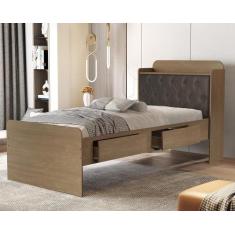 Cama Bau Quarto Tamires Solteiro 90cm com Captonê - CAMBEL