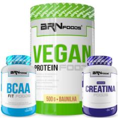 KIT Vegan Protein 500g + PREMIUM Creatina 100g + BCAA Fit Foods 100g -
