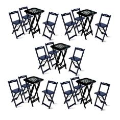 Kit 5 Conjuntos De Mesa Bistrô Dobrável Jack Daniel's Com 3 Banquetas De Madeira Preta