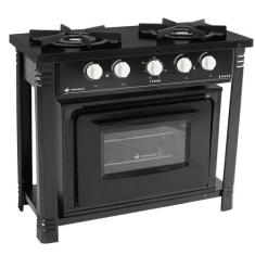 Fogão Profissional 2 Bocas Venâncio Linha Bravo Preto com Forno