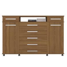 Cômoda London 7 Gavetas em MDP com Puxadores Ergonômicos Amêndoa Texturizado para Quarto