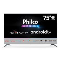 Smart Tv 4K Led 75" Philco Fast Tv Ptv75m70agcsg Uhd Wifi Integrado Preta