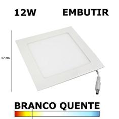PAINEL PLAFON LED 12W 17CM EMBUTIR QUADRADO 3000K
