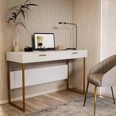 Escrivaninha 120cm 2 Gavetas Pés em Aço Olympia Elaborart Design