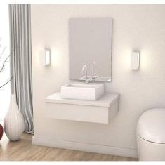 Conjunto para Banheiro Gabinete com Cuba Q32 e Espelheira 601W Metrópole Compace Branco Chess