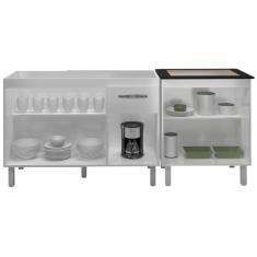 Balcao Pia 120cm E Cooktop 4 Bocas Branco Mobbs Branco