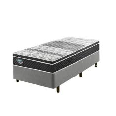 Cama Box Solteiro King Reforçado 96x203x38cm e Colchão Gransleep Molas Verticoil Cinza