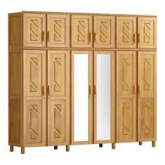 Guarda-Roupa Casal com Espelho 12 Portas 3 Gavetas Grécia Móveis Cavazotto Mel