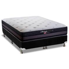 Cama Box King: Colchão Molas Herval Maxspring Málaga + Base CRC Suede Black(193x203)
