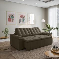 Sofá Cama Retrátil e Reclinável 3 Lugares 260cm em Veludo com Molas Palmeira Cabecasa Madeiramadeira Grafite