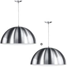 Kit 2 Lustres Pendente Meia Lua 40cm Alum nio New Escovado