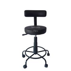 Cadeira Mocho podologo com regulagem de altura estrela de ferro  apoio de pé  com rodízio corano preto