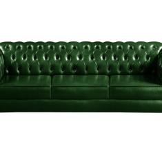 Sofá Dom Pedro 3 Lugares Decoração Sala Recepção Retrô Verde