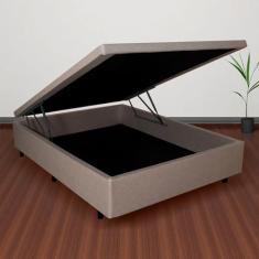 Base Box Baú Viúva em Linho 120x203x42cm Bege
