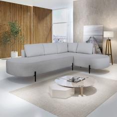 Sofá de Canto Luna Orgânico 265 cm Para Sala de Estar Gelo