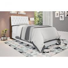 Cabeceira Box Solteiro 0,88 Isis Malbec Com Capitonê Branco - Framar Móveis