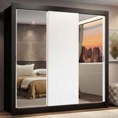 Guarda-Roupa Casal Madesa Lyon 3 Portas de Correr com Espelhos 2 Gavet