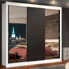 Guarda-Roupa Casal Madesa Lyon 3 Portas de Correr com Espelhos 2 Gavet