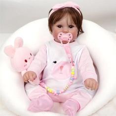 Bebê Reborn Boneca Realista Brastoy Corpo Silicone Pode Dar Banho Roup