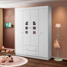 Guarda Roupa Infantil 4 Portas 2 Gavetas Livia Phoenix Baby, Branco