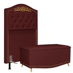 Cabeceira Cama Box Solteiro 90cm Com Calçadeira Baú Imperial J02 Velud
