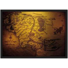 Quadro Decorativo Mapa Senhor Dos Anéis Geek Terra Média Decorações Co