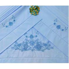Jogo Lençol Bordado Queen Size 4 Peças 100 % Algodão Percal - INGRID B