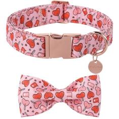 UP URARA PUP Coleira de Dia dos Namorados com gravata borboleta, gravata borboleta de coração rosa com fivela de metal, coleira de presente de dia dos namorados para filhotes, meninas, meninos ou