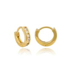 Brinco Argola Folheado a Ouro 18k com Zircônias