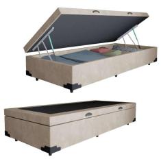 Cama Box Baú Solteiro Suede SerenePrime Bege 88x188x44