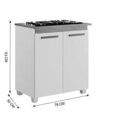 Balcão para Cooktop 4 Bocas  Fox Arte Móveis, Cinamomo/Off