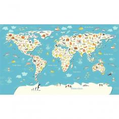 Quebra Cabeça Mapa Mundi Ilustrativo 80 Pçs - 79x46cm