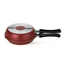 Multiflon, Frigideira Dupla, Aluminio Antiaderente, Vermelho, Linha Versátil, 14 Cm Resistente Durável e Saudável