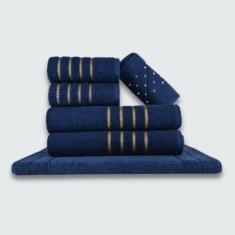 Jogo De Toalha 6 Peças Coleção Montreal 100% Algodão Azul - Toalhas Be